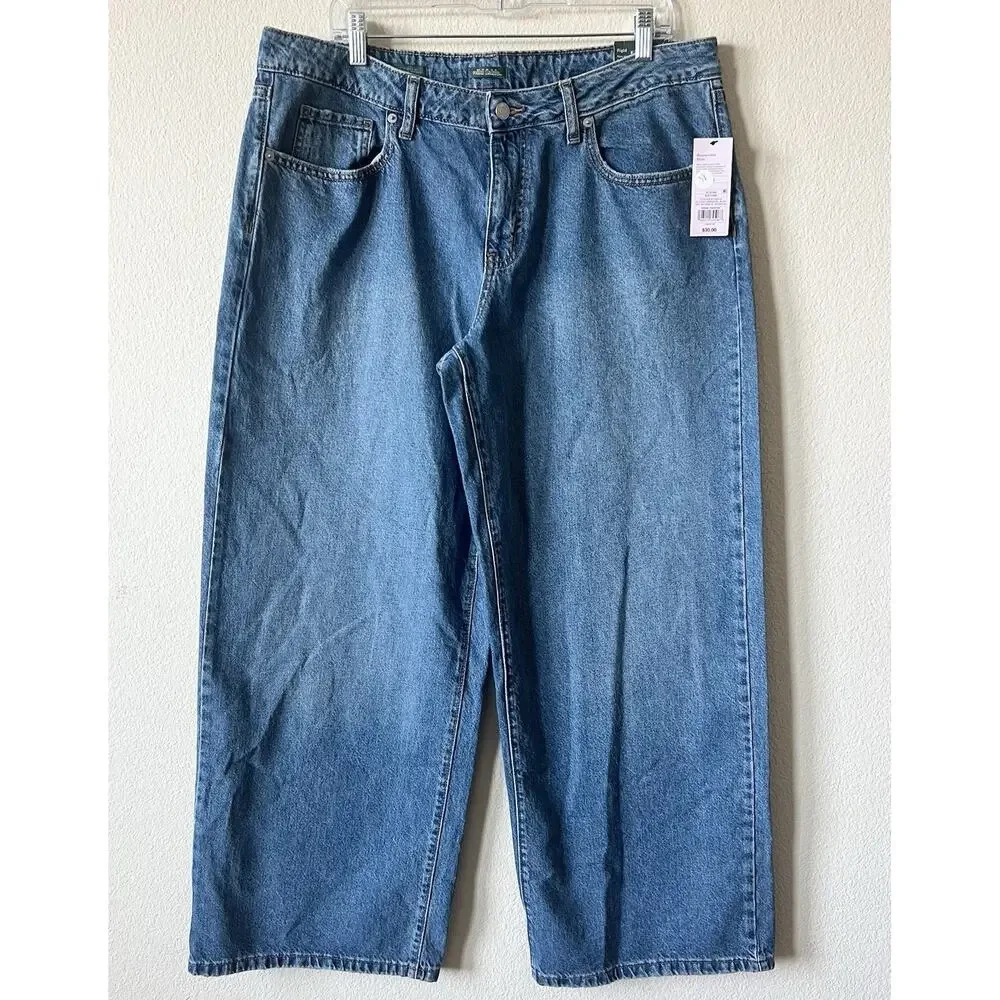 Y2K Baggy Low Rise Denim Jeans 14/R Wide Leg 90s Blue - Picture 2 of 8